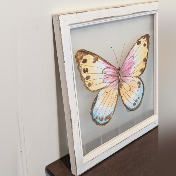 Framed Butterfly Art with Pastel Hues - Picture 4 of 5